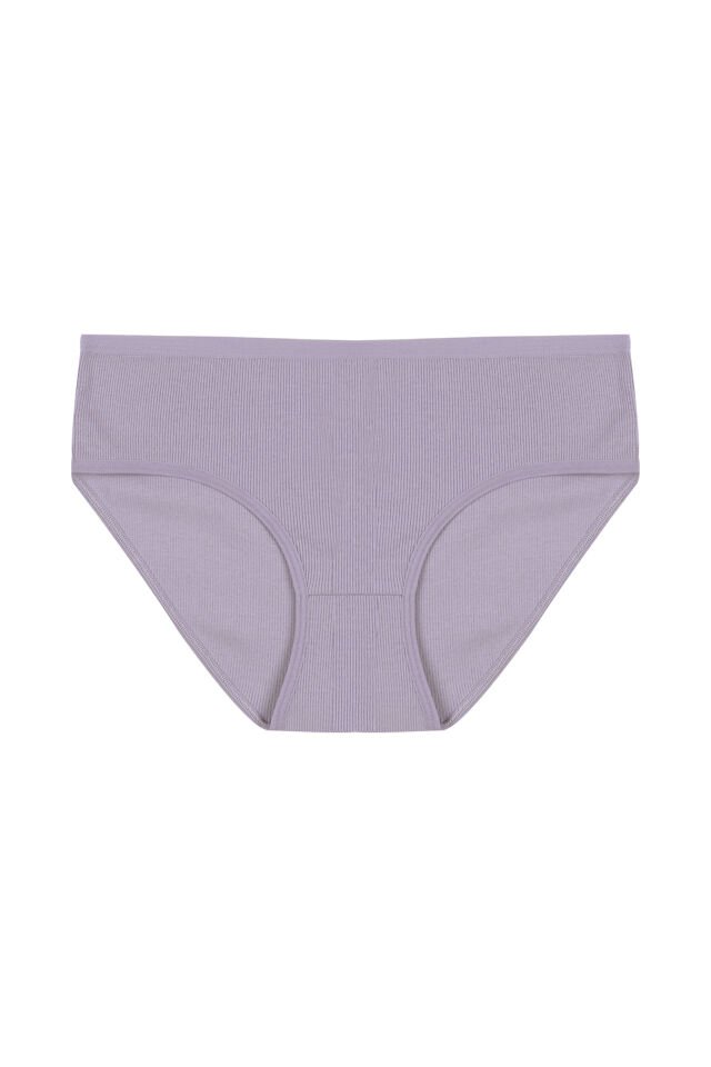 Kadın 3'lü Desenli Kaşkorse Pamuklu Yüksek Bel Bato Lila  -  Ekru - XL