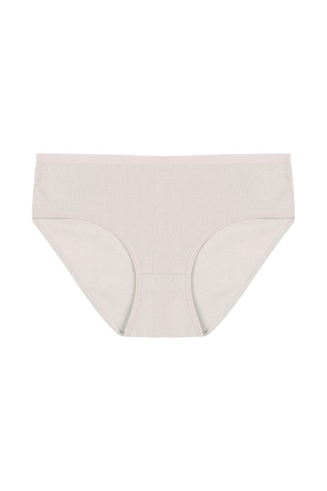 Kadın 3'lü Desenli Kaşkorse Pamuklu Yüksek Bel Bato Lila  -  Ekru - 2XL