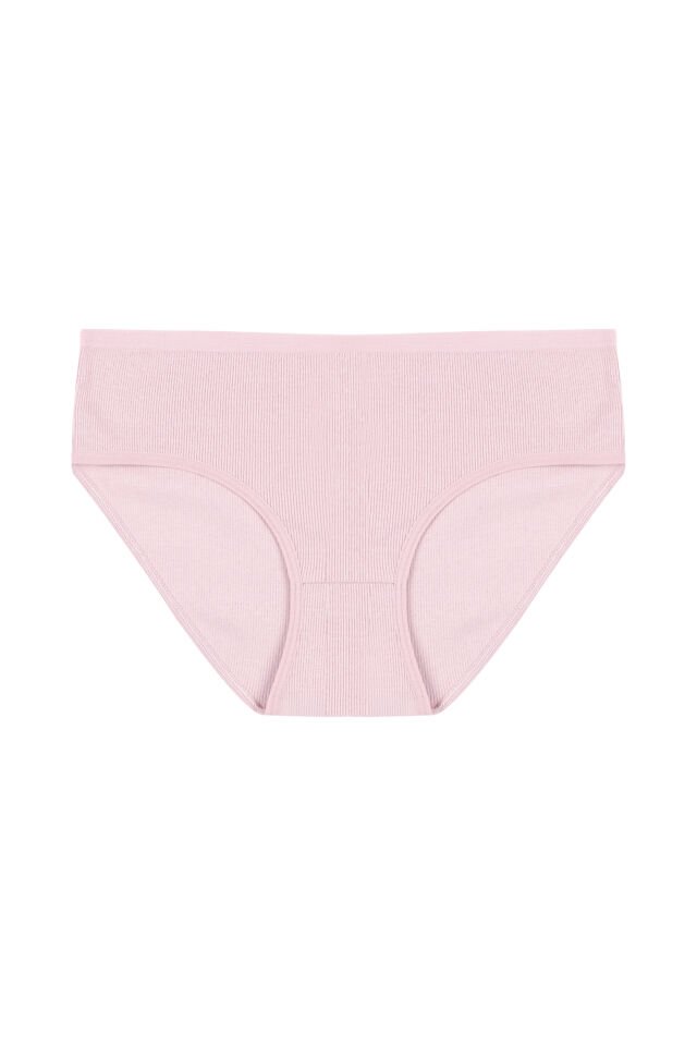 Kadın 3'lü Desenli Kaşkorse Pamuklu Yüksek Bel Bato Lila  -  Ekru - 2XL