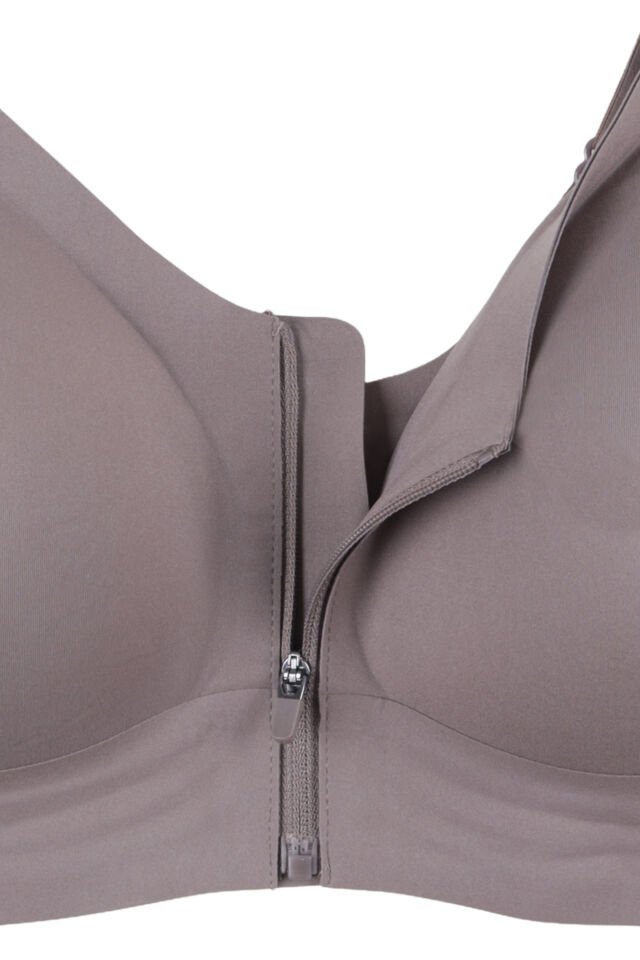 Kadın Büyük Beden (Battal) Önden Fermuarlı Dikişsiz Lazer Sütyen Toprak - 85C