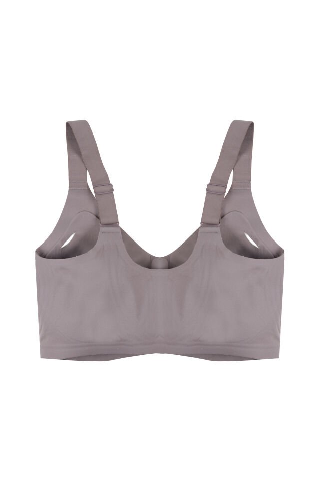 Kadın Büyük Beden (Battal) Önden Fermuarlı Dikişsiz Lazer Sütyen Toprak