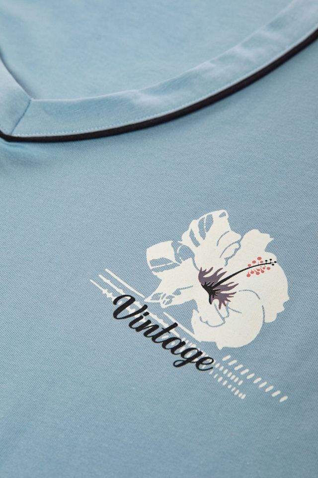 Kadın V Yaka Çiçek Desenli Ara Biyeli Uzun Kollu Pamuklu Pijama Takımı