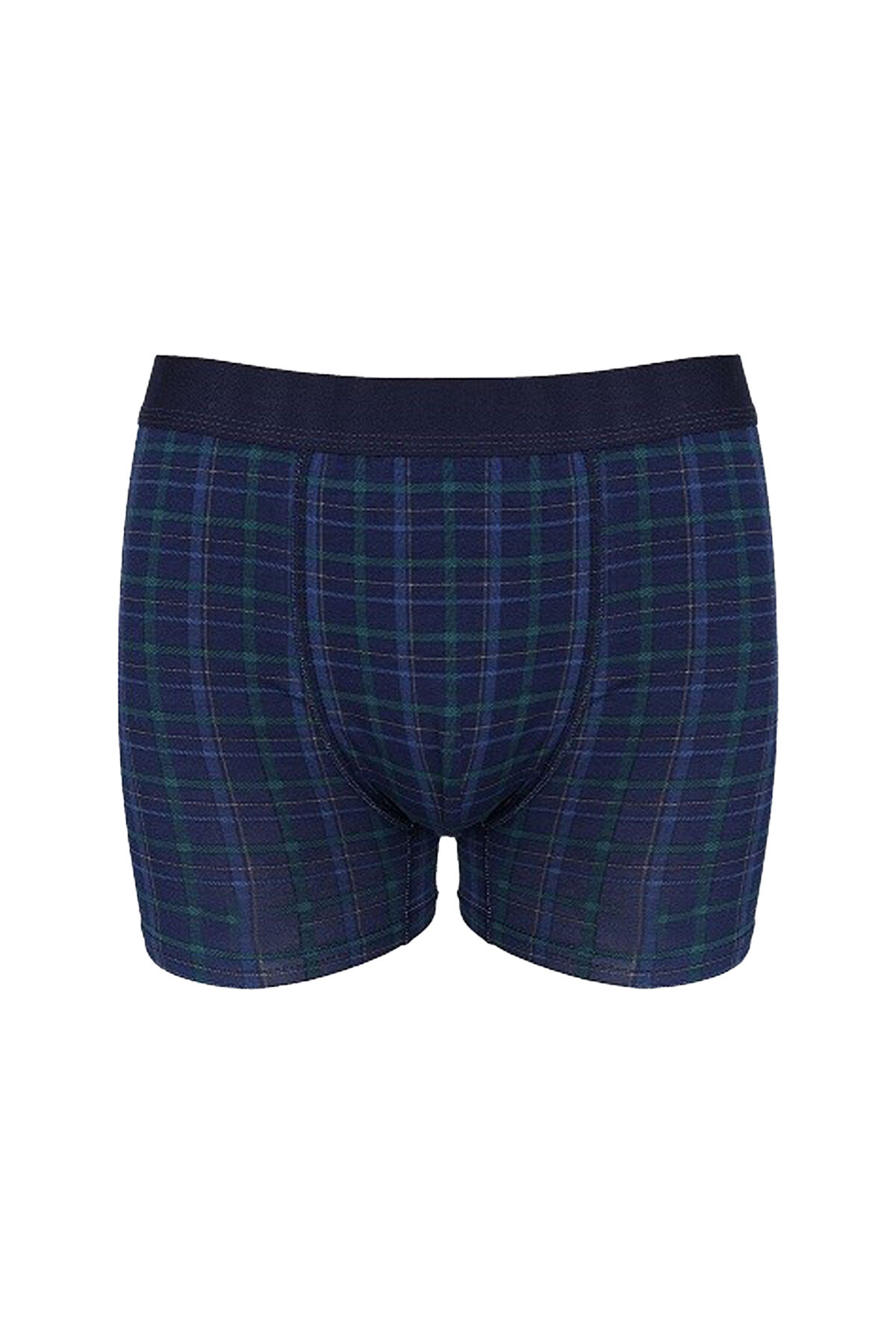 Erkek Tekli Desenli Pamuklu Boxer Lacivert -Yeşil - 2XL