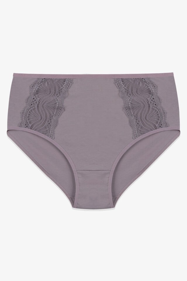 Kadın 4'lü Pamuklu Yan Dantelli Yüksek Bel Curve Külot Siyah - Kırmızı - L/XL