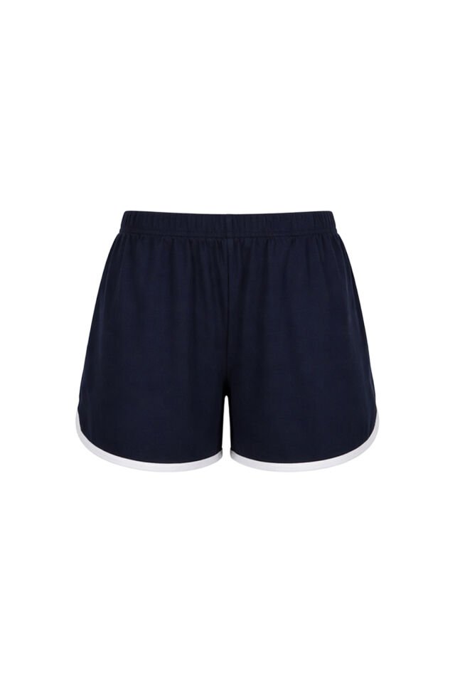 Kadın Capybara Baskılı Pamuklu Şortlu Pijama Takımı Lacivert - Beyaz - S