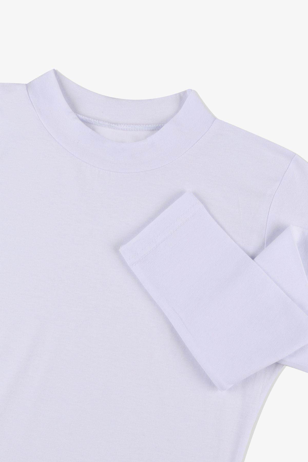 Kadın Uzun Kollu Likralı Pamuklu Yarım Balıkçı Body Beyaz - S - Beyaz - S