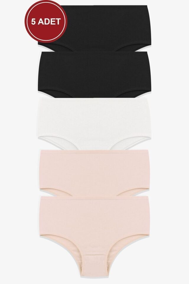 Kadın 5'li Likralı Curve Büyük Beden Battal Ekstra Yüksek Bel Külot 5305BKTL-2 - 2XL