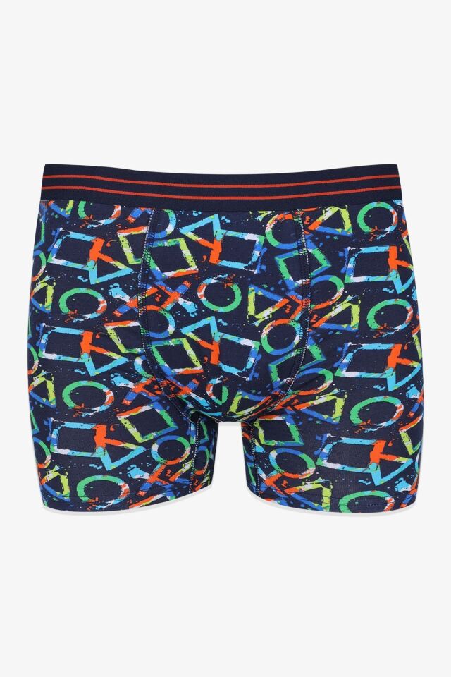 Erkek 3'lü Pamuklu Likralı Boxer geometriklaciyazılı - 2XL