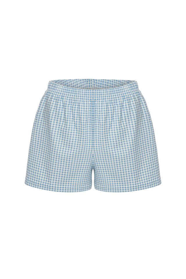 Kadın Pamuklu Kısa Kollu Pötikare Desenli Şortlu Pijama Takımı