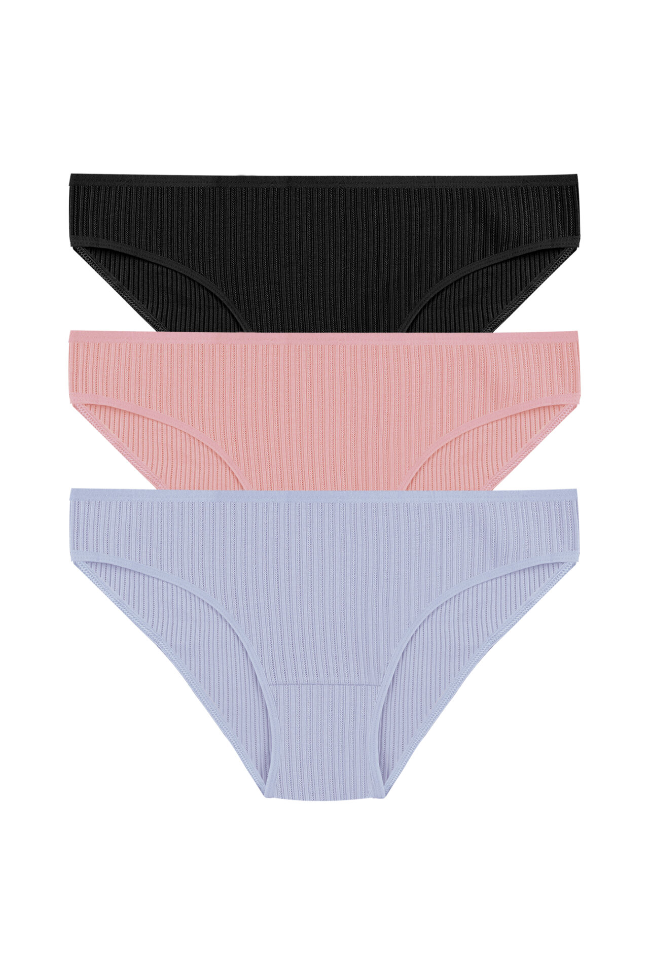 Kadın 3'lü Ajur  Slip Siyah - Mavi - L  - XL