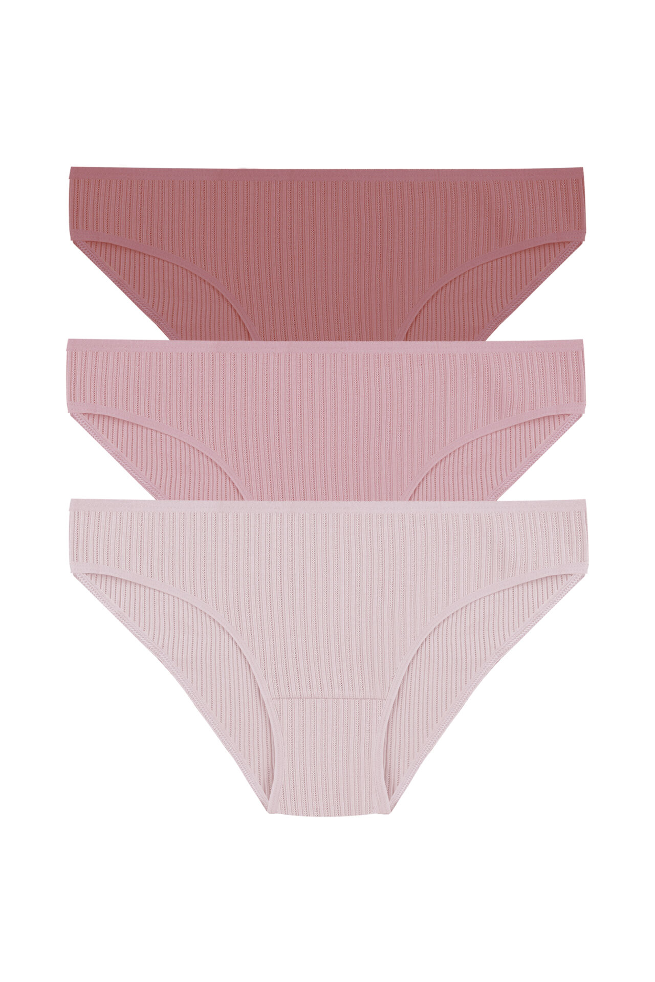 Kadın 3'lü Ajur  Slip Kahverengi - Ten - L  - XL