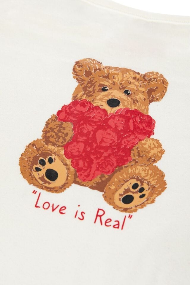 Kadın İnce Askılı Pamuklu Kırmızı Kalpli Desenli Crop Top Şortlu Pijama Takımı KO7203Ş-4 kırmızı kalpli - XL