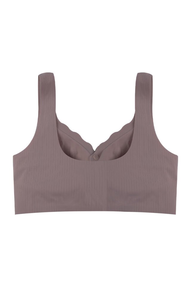Balensiz Lazer Dikişsiz Kaplı Önden Kopçalı Sütyen Büstiyer 90B - Toprak