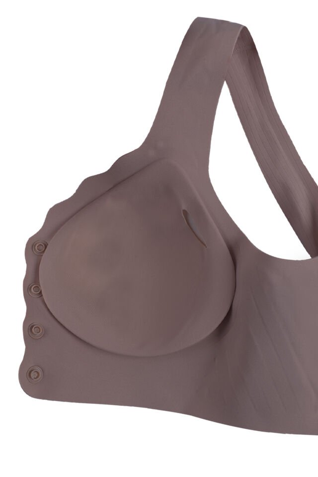 Balensiz Lazer Dikişsiz Kaplı Önden Kopçalı Sütyen Büstiyer 90B - Toprak