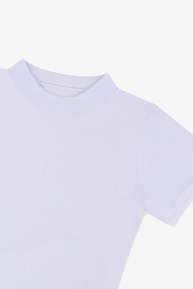 Kadın Kısa Kollu Likralı Pamuklu Yarım Balıkçı Body Beyaz - M - Beyaz - M
