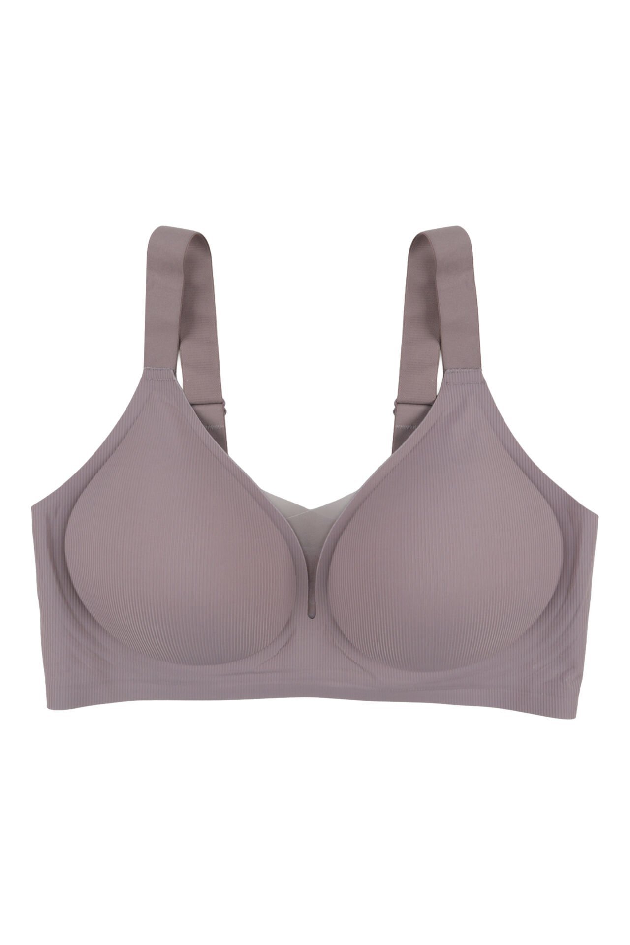 Kadın Büyük Beden (Battal) Fitilli Dikişsiz Tül Detaylı Lazer Sütyen Toprak