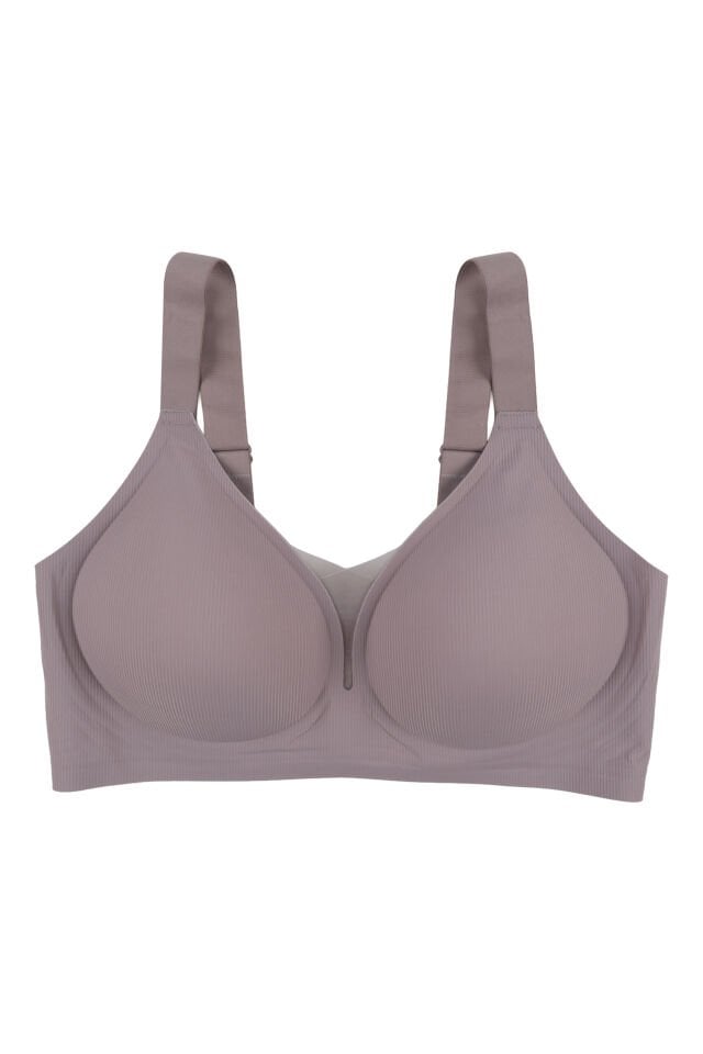 Kadın Büyük Beden (Battal) Fitilli Dikişsiz Tül Detaylı Lazer Sütyen Toprak - 100C