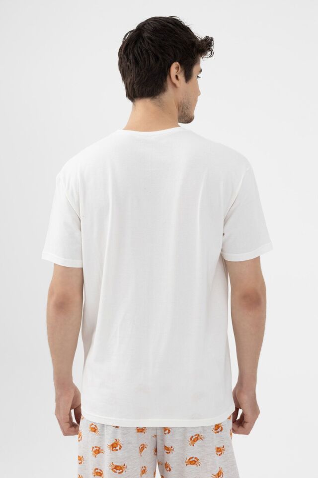 Erkek Kısa Kollu Yengeç Desenli Şortlu Takım KO60109 Yengeç Desen - XL