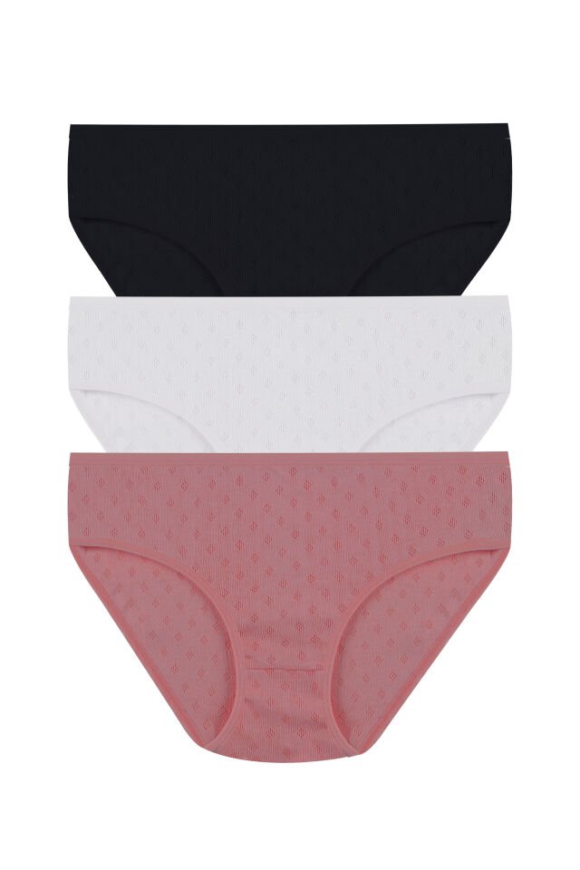 Kadın 3'lü Transfer Ribana Bato Siyah - Pembe - 2XL