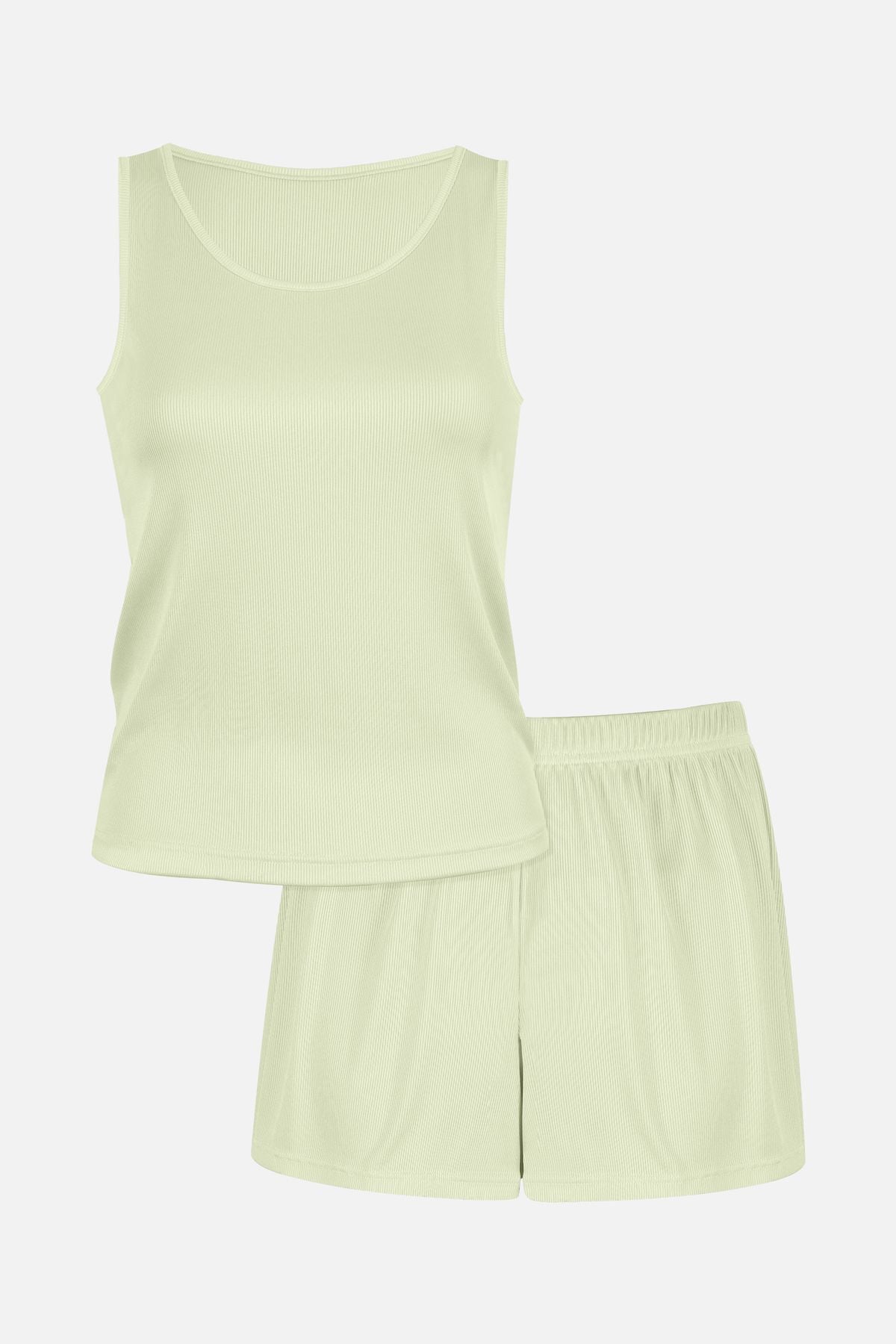 Kadın Kaşkorse Kalın Askılı Şortlu Takım KO7205TS-5 Yağ Yeşili - M - KO7205TS-5 Yağ Yeşili - M
