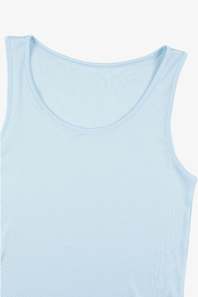 Kadın Kaşkorse Kalın Askılı Şortlu Takım KO7205TS-3 Mavi - S - KO7205TS-3 Mavi - S