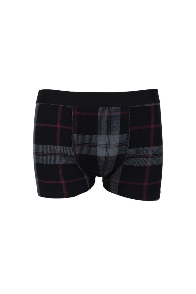 Erkek 3'lü Pamuklu Likralı Boxer Kırmızı - Siyah - 4XL