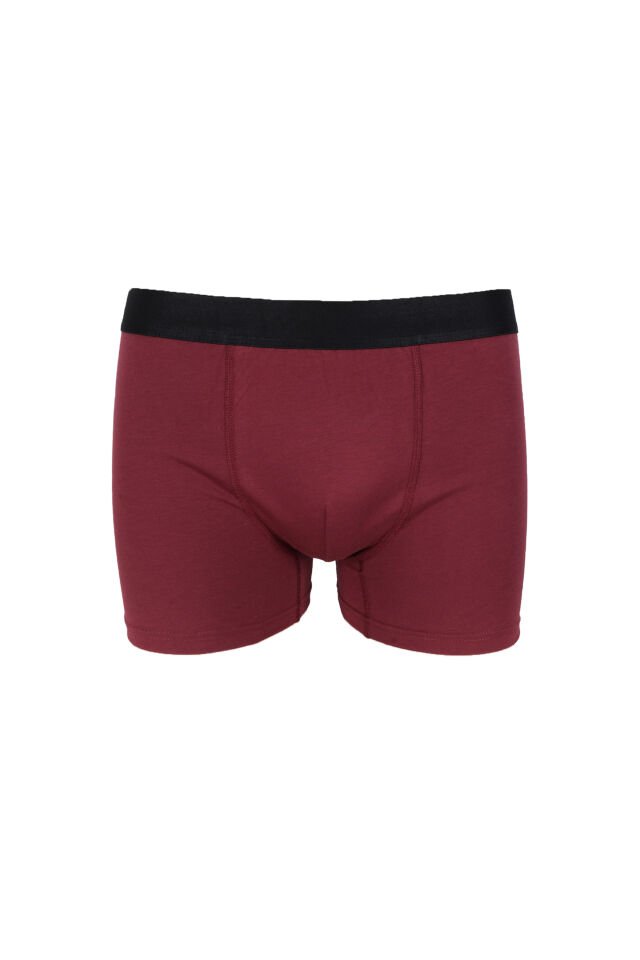 Erkek 3'lü Pamuklu Likralı Boxer Kırmızı - Siyah - 5XL