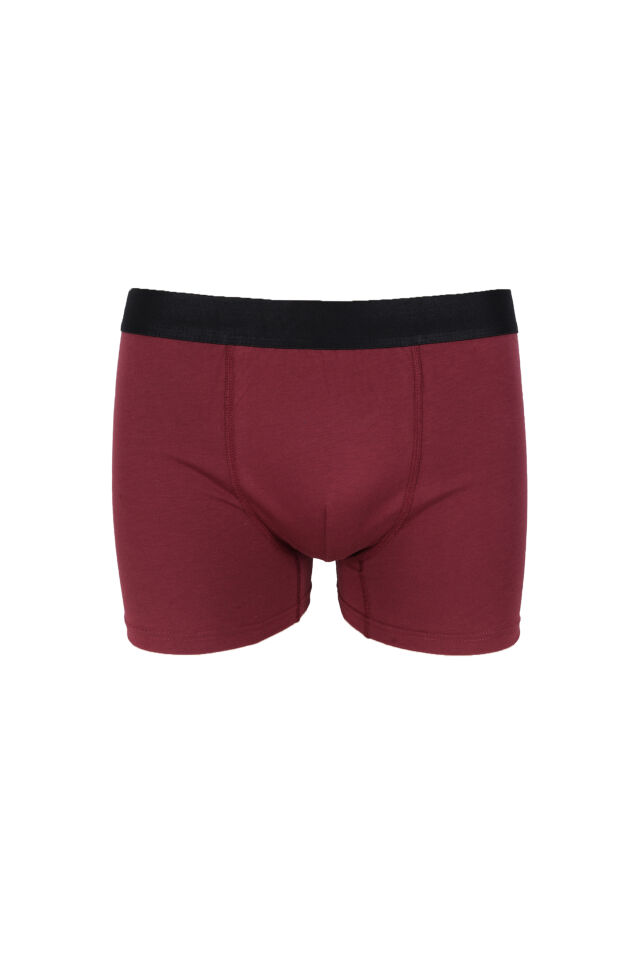 Erkek 3'lü Pamuklu Likralı Boxer Kırmızı - Siyah - 5XL