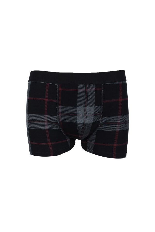 Erkek 3'lü Pamuklu Likralı Boxer Kırmızı - Siyah - 5XL