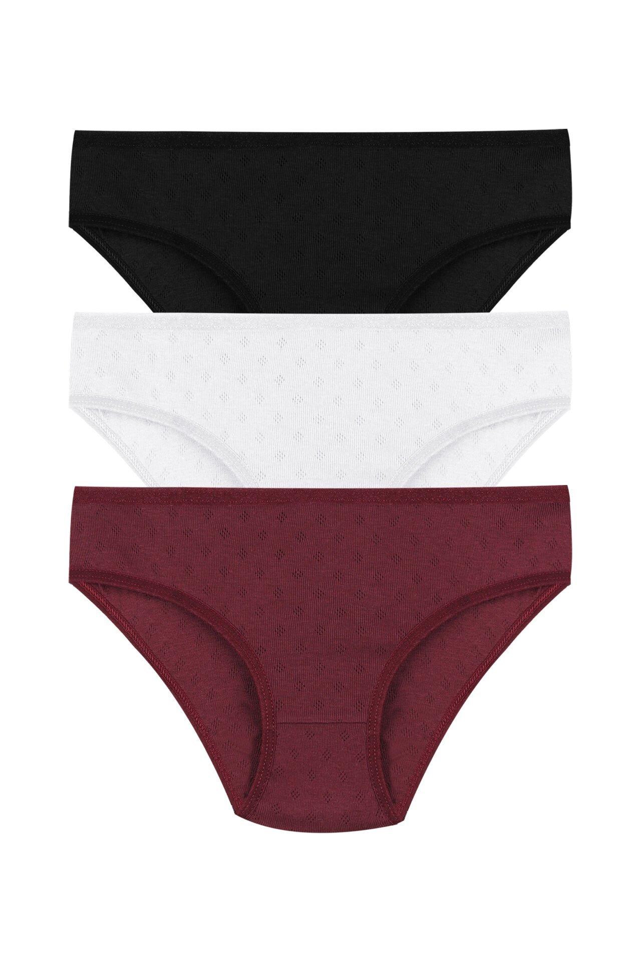 Kadın 3'lü Transfer Ribana Bato Siyah - Beyaz - 3XL