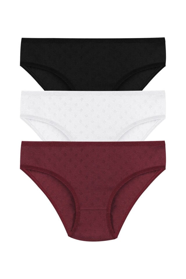 Kadın 3'lü Transfer Ribana Bato Siyah - Beyaz - 3XL