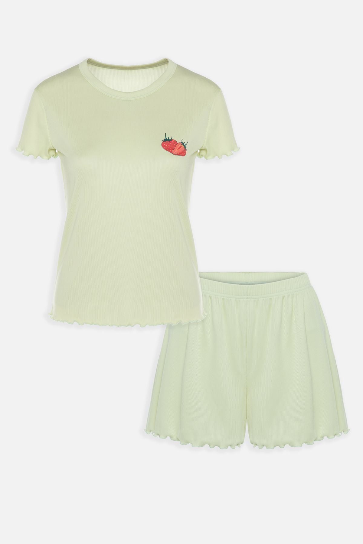 Kadın Kaşkorse Kısa Kollu Şortlu Takım KO7204TS-5 Yağ Yeşili - XL - KO7204TS-5 Yağ Yeşili - XL