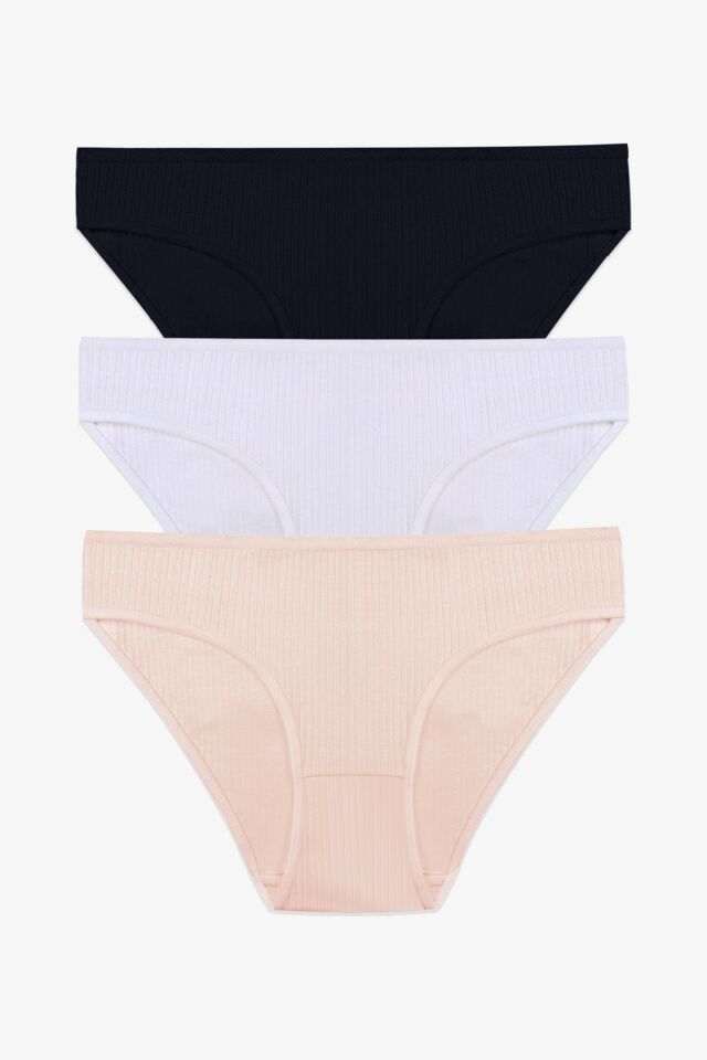 Kadın 3'lü Pamuklu Fitilli Külot