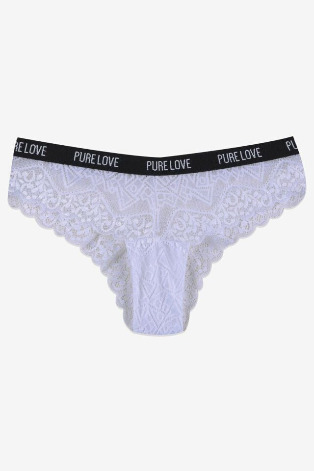 Kadın 4'lü Yazılı Lastikli Dantelli Fantezi Külot