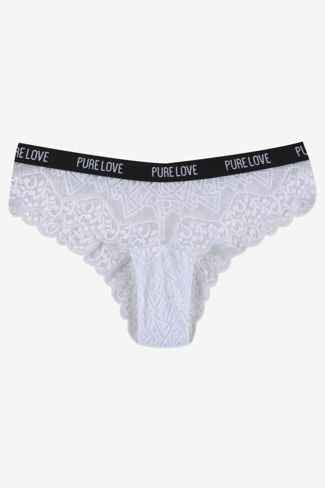 Kadın 4'lü Yazılı Lastikli Dantelli Fantezi Külot