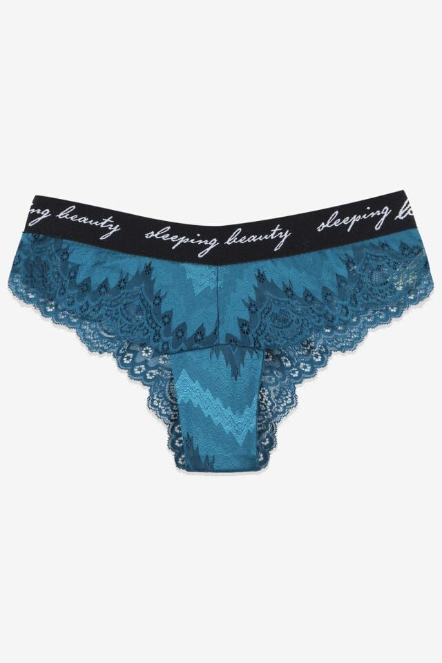 Kadın 4'lü Yazılı Lastikli Dantelli Fantezi Külot