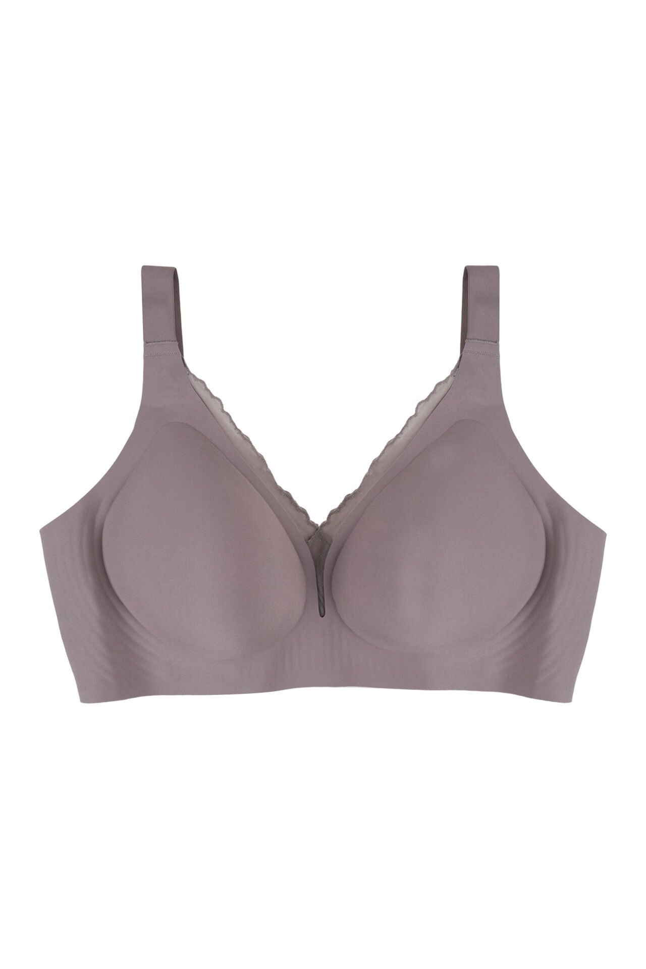 Kadın Büyük Beden (Battal) Dikişsiz Tül Detaylı Lazer Sütyen Toprak