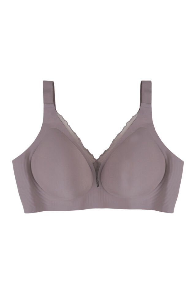 Kadın Büyük Beden (Battal) Dikişsiz Tül Detaylı Lazer Sütyen Toprak - 100C