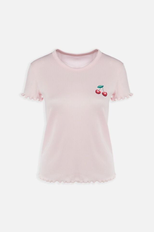 Kadın Kaşkorse Kısa Kollu Şortlu Takım KO7204TS-1 Pembe - L - KO7204TS-1 Pembe - L