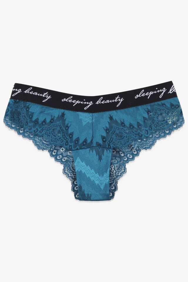 Kadın 4'lü Yazılı Lastikli Dantelli Fantezi Külot siyah-bordo-petrol-glkurusu - M