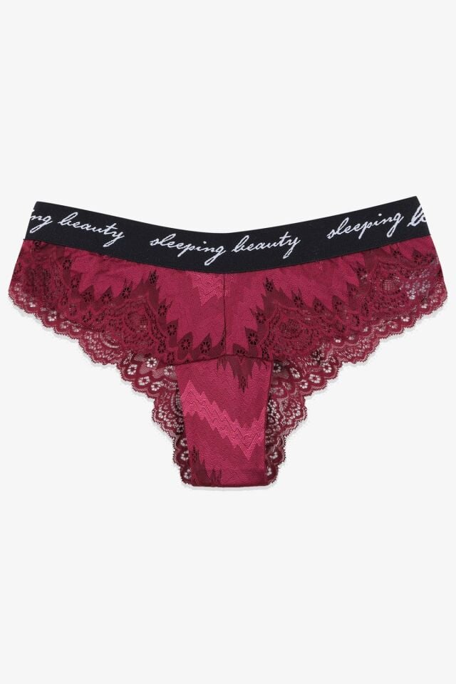 Kadın 4'lü Yazılı Lastikli Dantelli Fantezi Külot siyah-bordo-petrol-glkurusu - M