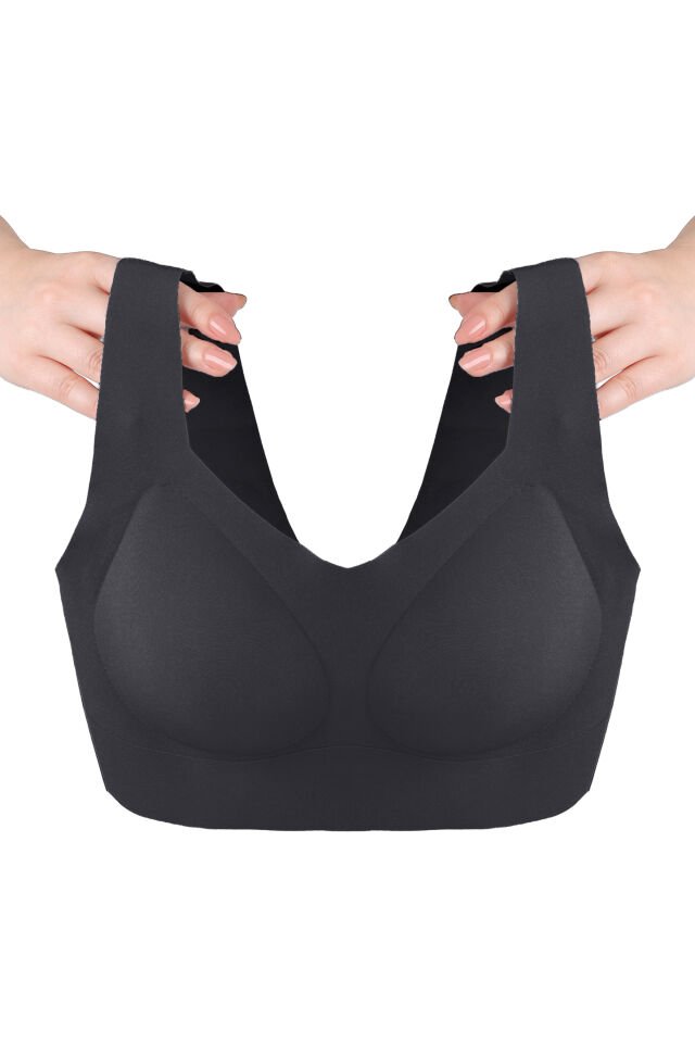 Kadın Dolgusuz Lez Dantelli Desteksiz Straplez Sütyen 95B - Siyah