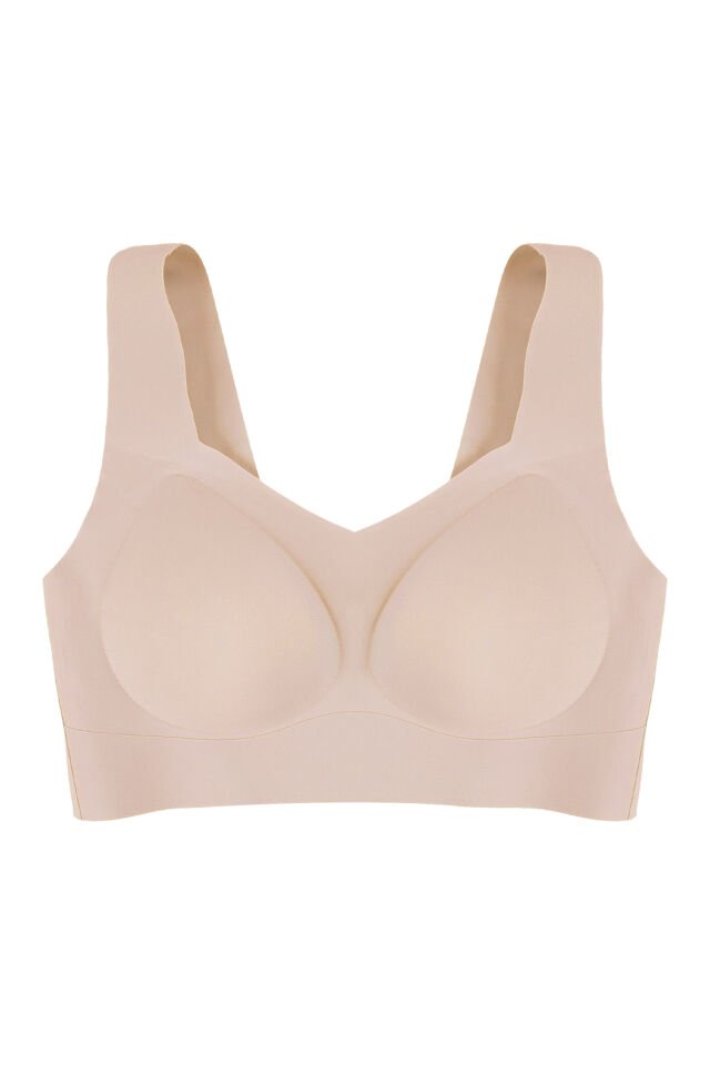 Kadın Dolgusuz Lez Dantelli Desteksiz Straplez Sütyen 85B - Ten