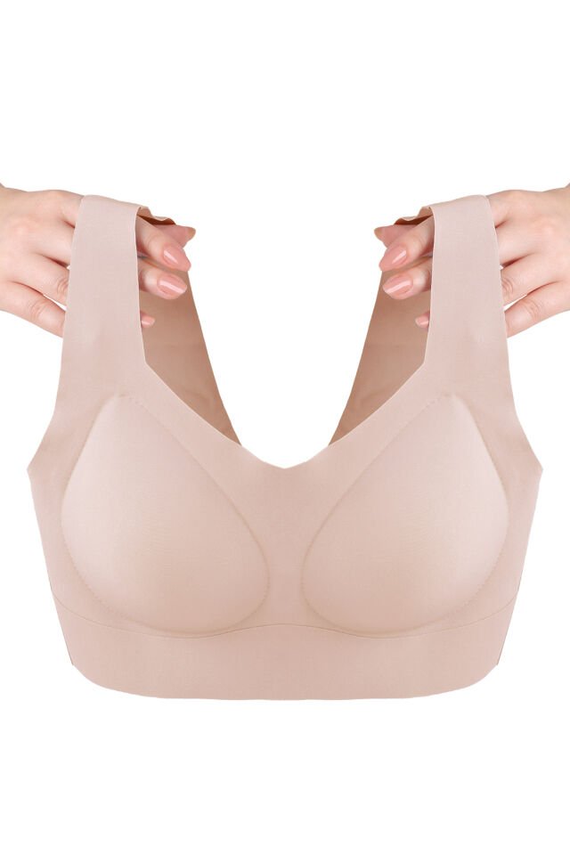 Kadın Dolgusuz Lez Dantelli Desteksiz Straplez Sütyen 90B - Ten