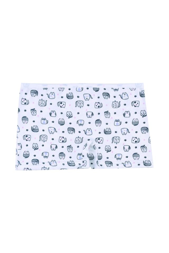 Kız Çocuk 3'lü Desenli Boxer Gri -  Beyaz - 9- 11 Yaş