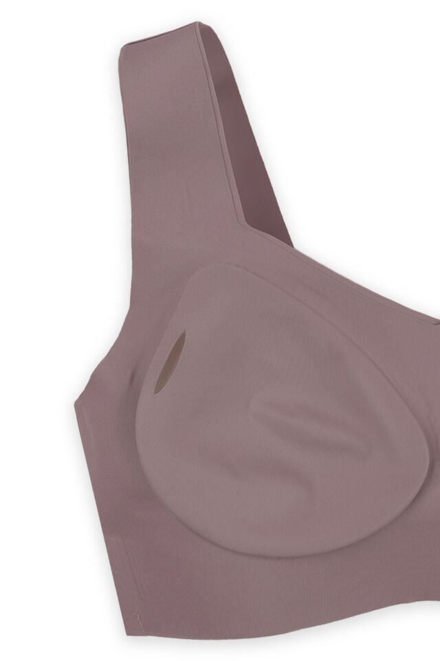 Kadın Dolgusuz Lez Dantelli Desteksiz Straplez Sütyen 85B - Toprak