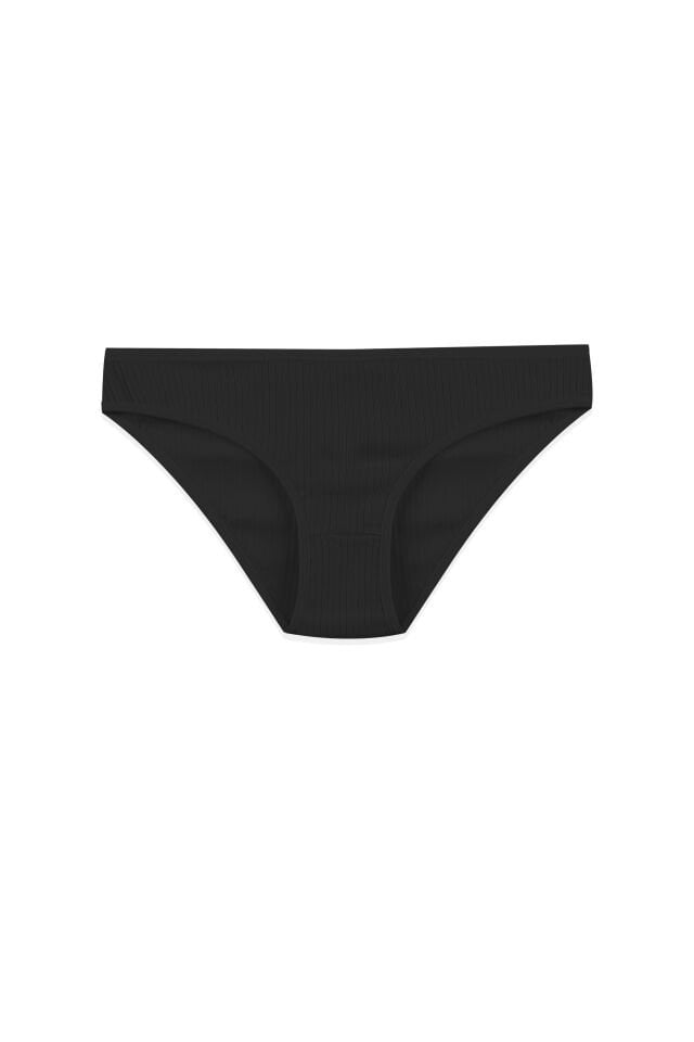 Kadın 3'lü Pamuklu Fitilli Külot Siyah - Beyaz - L/XL