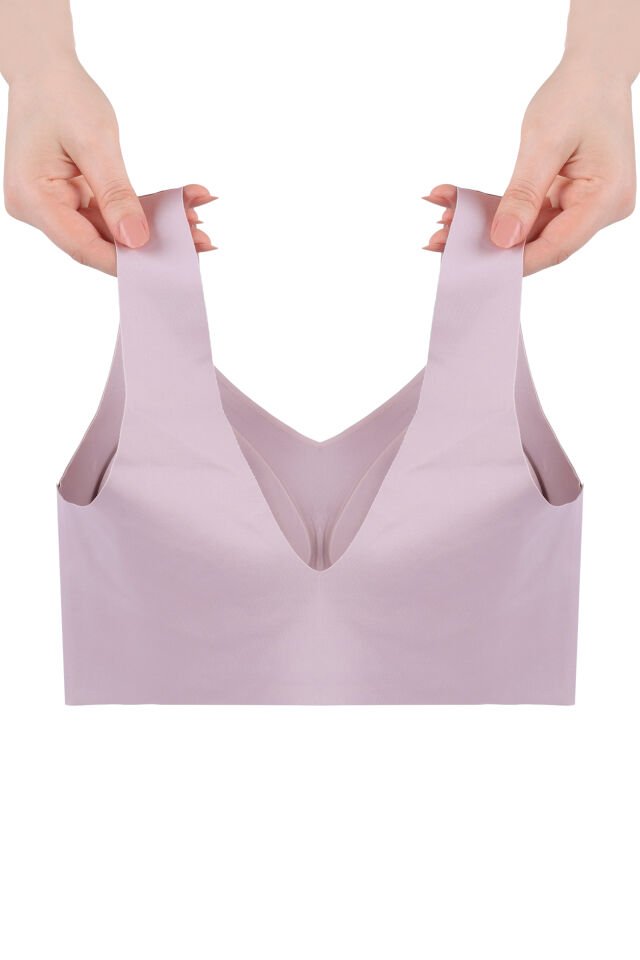 Kadın Dolgusuz Lez Dantelli Desteksiz Straplez Sütyen Pembe - 90B