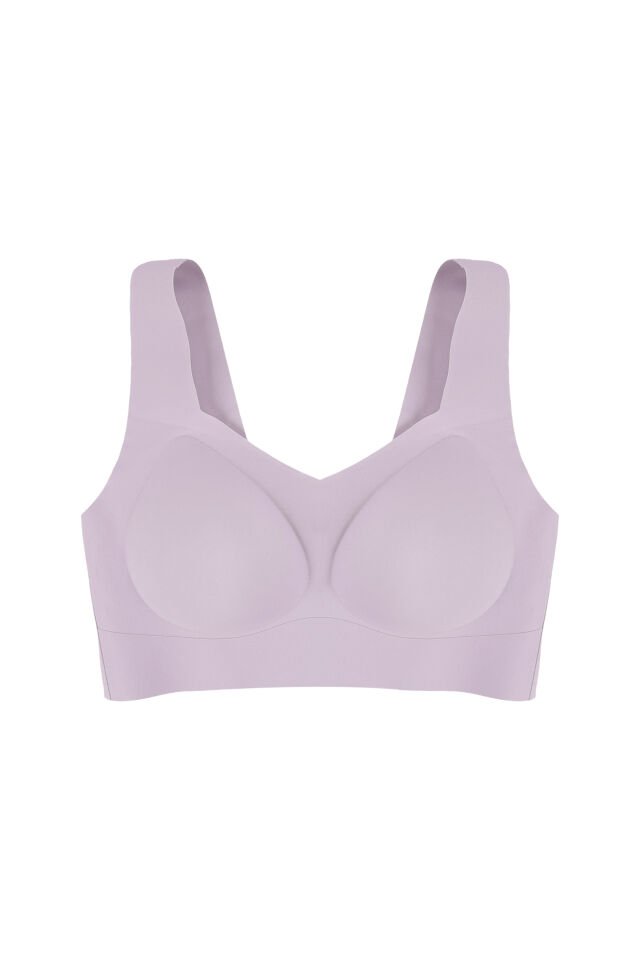 Kadın Dolgusuz Lez Dantelli Desteksiz Straplez Sütyen Pembe - 90B