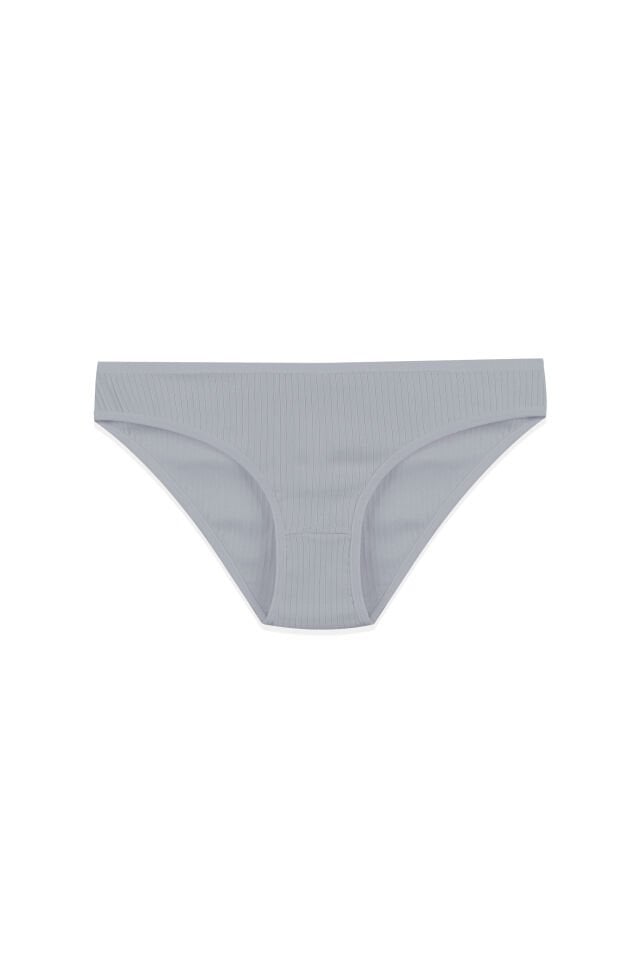 Kadın 3'lü Pamuklu Fitilli Külot Ten - Gri - L/XL